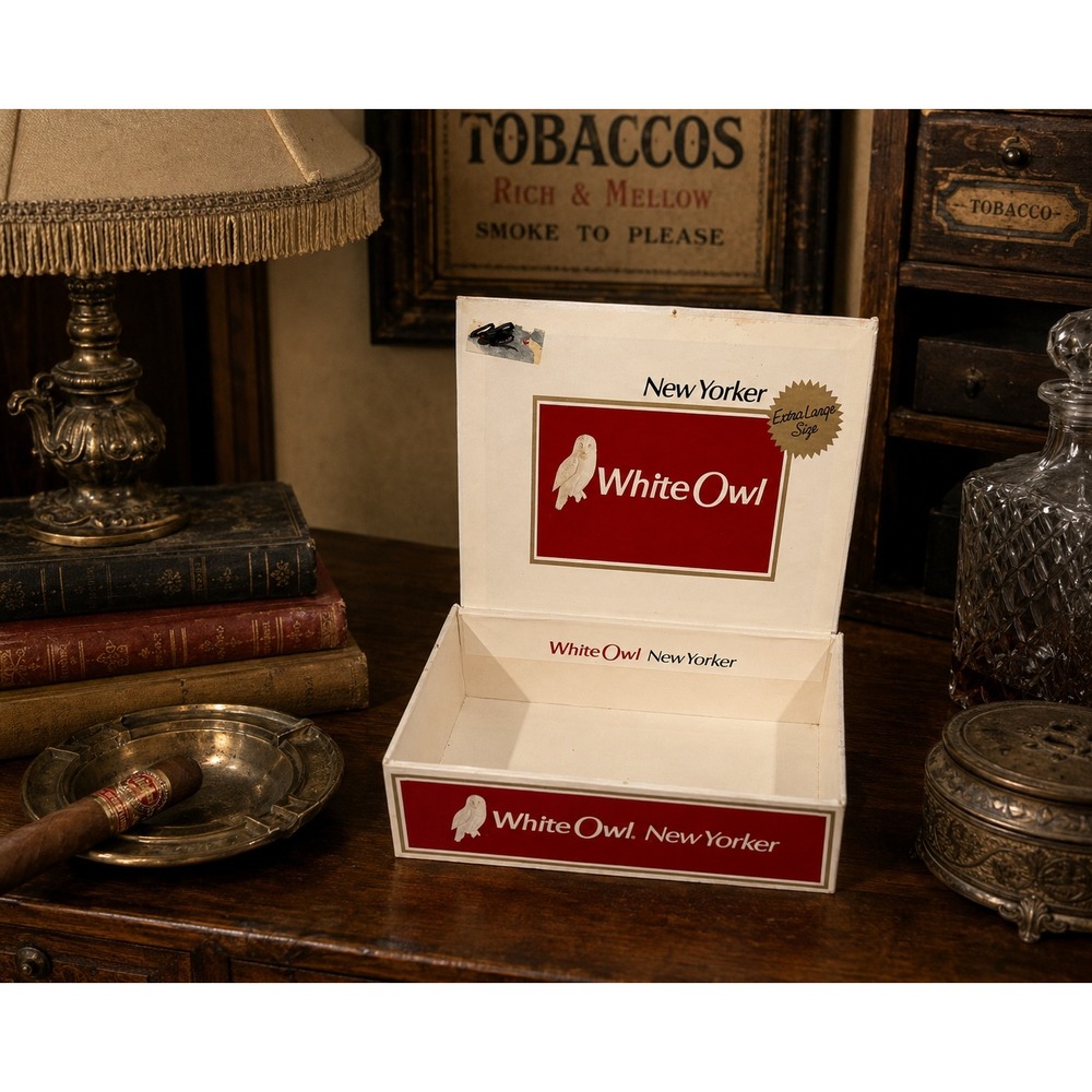 Vintage White Owl New Yorker Cigar Box Extra Large Size Tobacciana Collectible
